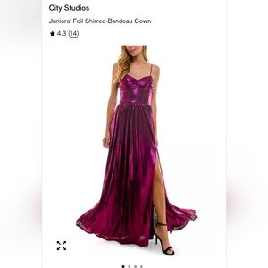 City Studios Metallic Pink Shirred Dress New With Tags Size 13/14 Juniors